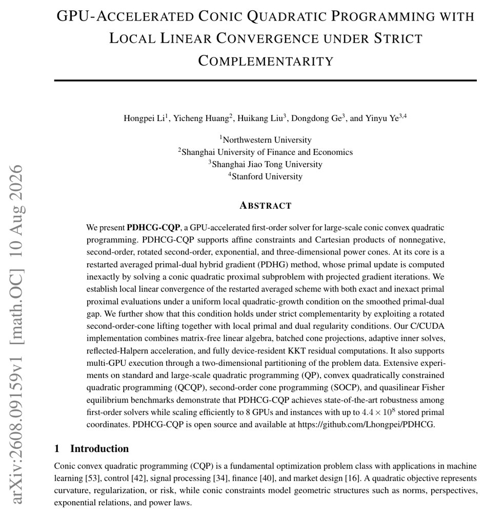 GPU-Accelerated Conic Quadratic Programming with Local Linear Convergence under Strict Complementarity Figure 1