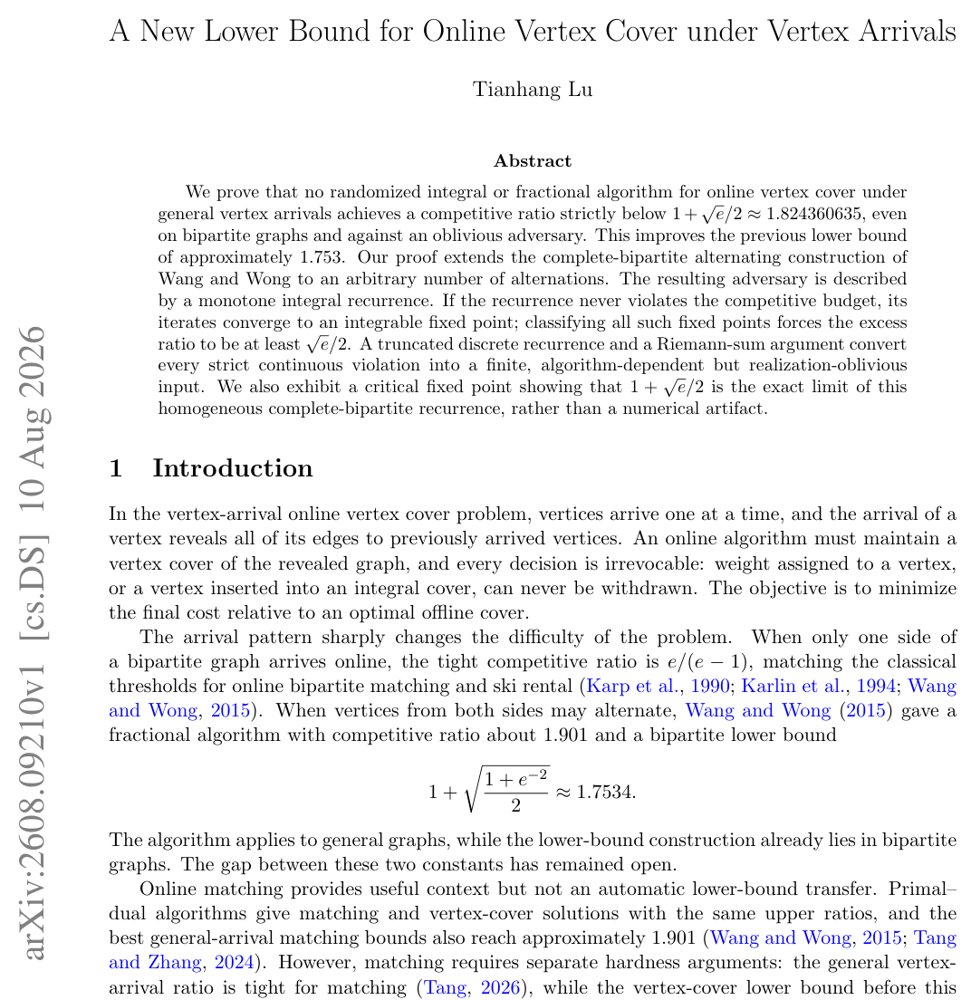 A New Lower Bound for Online Vertex Cover under Vertex Arrivals Figure 1