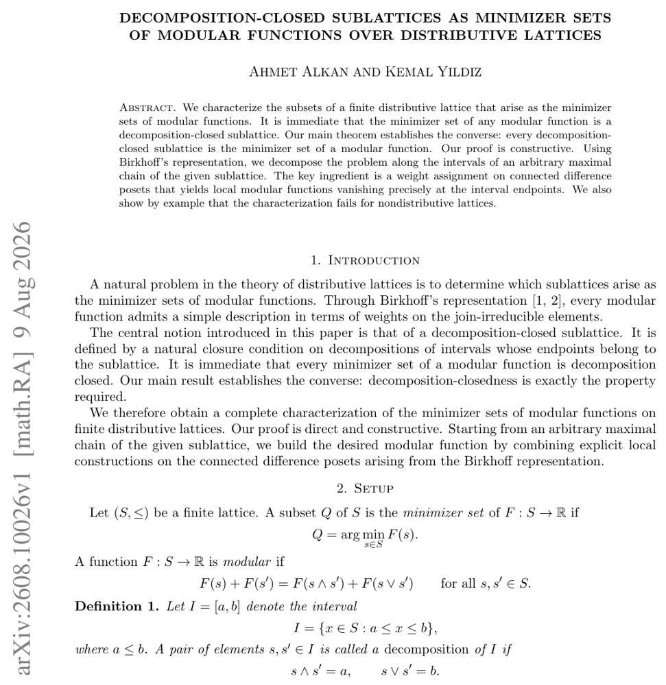 Decomposition-Closed Sublattices as Minimizer Sets of Modular Functions over Distributive Lattices Figure 1
