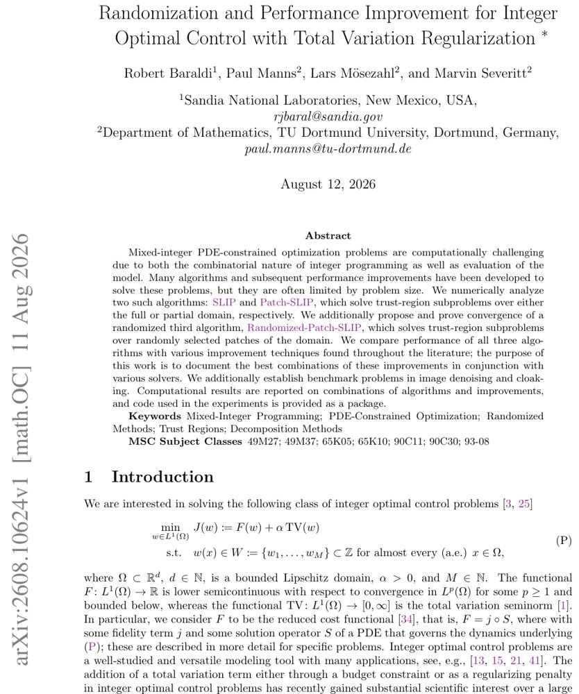 Randomization and Performance Improvement for Integer Optimal Control with Total Variation Regularization Figure 1