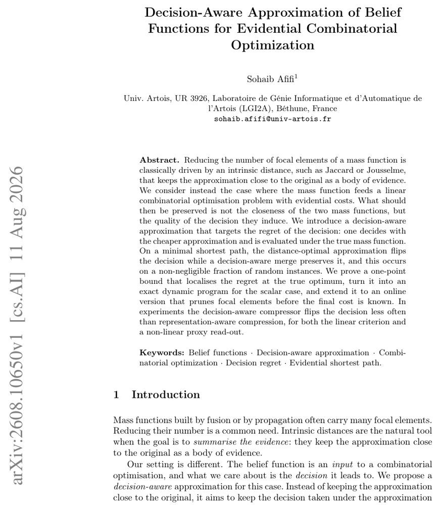 Decision-Aware Approximation of Belief Functions for Evidential Combinatorial Optimization Figure 1