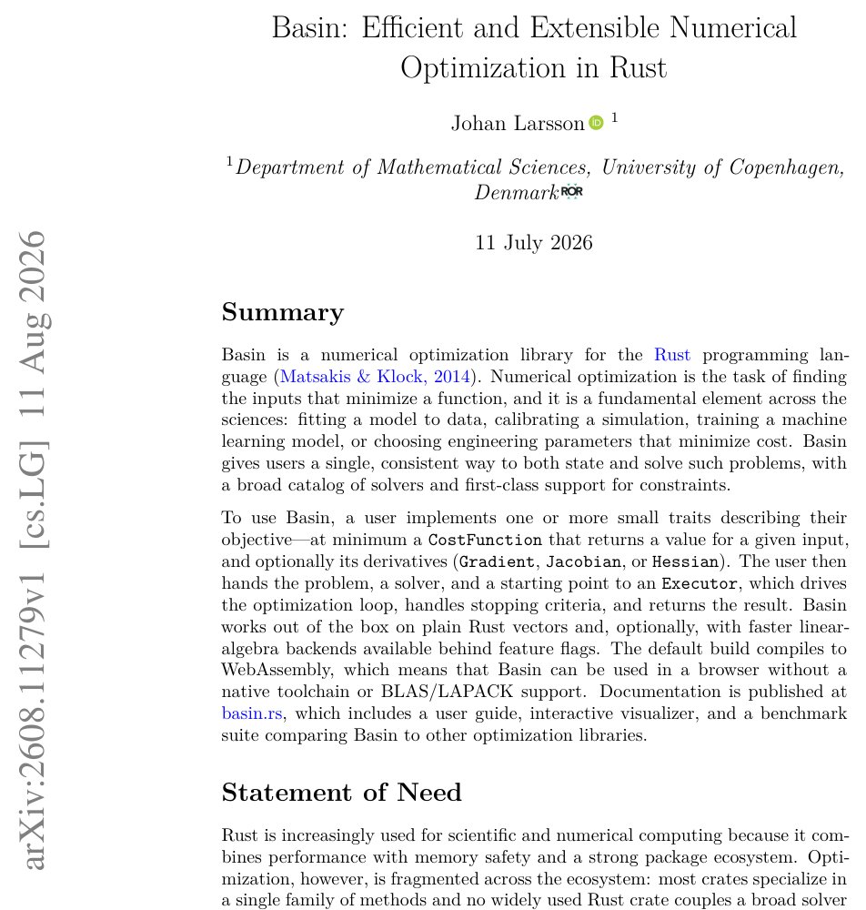 Basin: Efficient and Extensible Numerical Optimization in Rust Figure 1