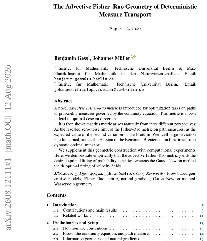 The Advective Fisher-Rao Geometry of Deterministic Measure Transport Figure 1
