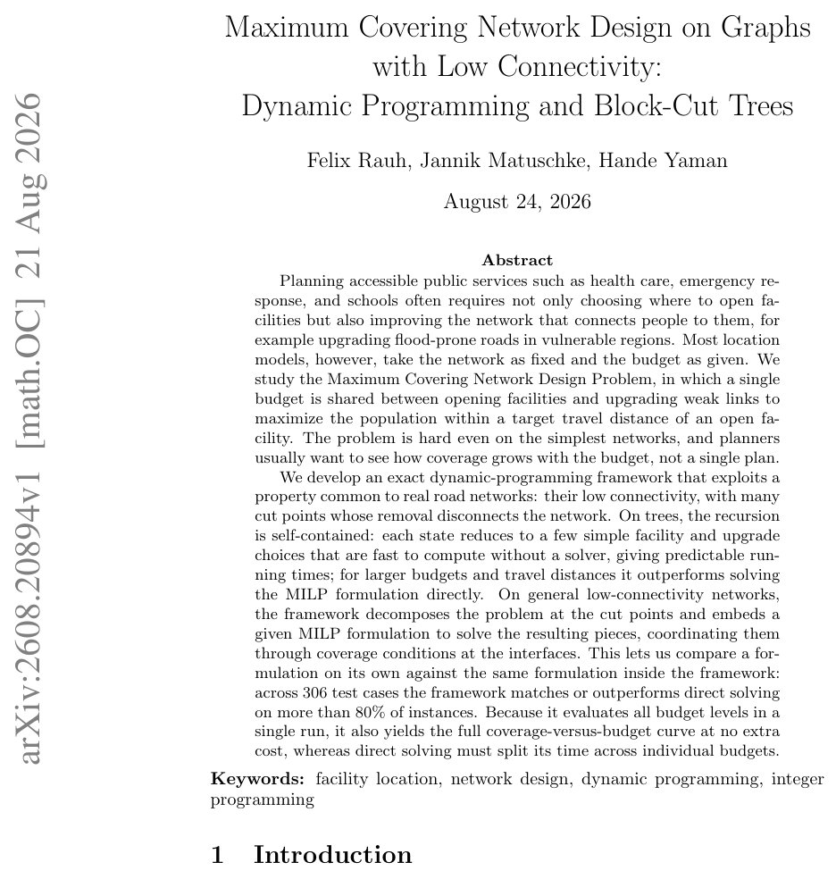 Maximum Covering Network Design on Graphs with Low Connectivity: Dynamic Programming and Block-Cut Trees Figure 1