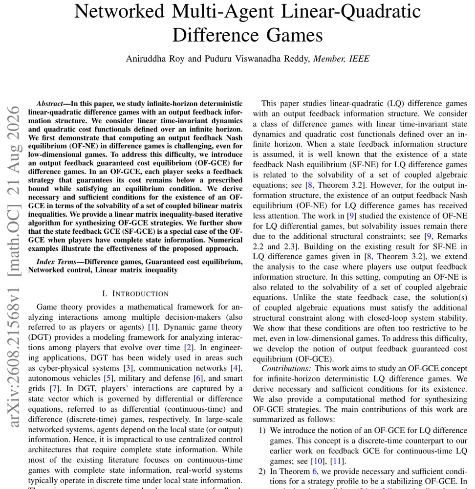 Output Feedback Guaranteed Cost Equilibrium in Networked Multi-Agent Linear-Quadratic Difference Games Figure 1