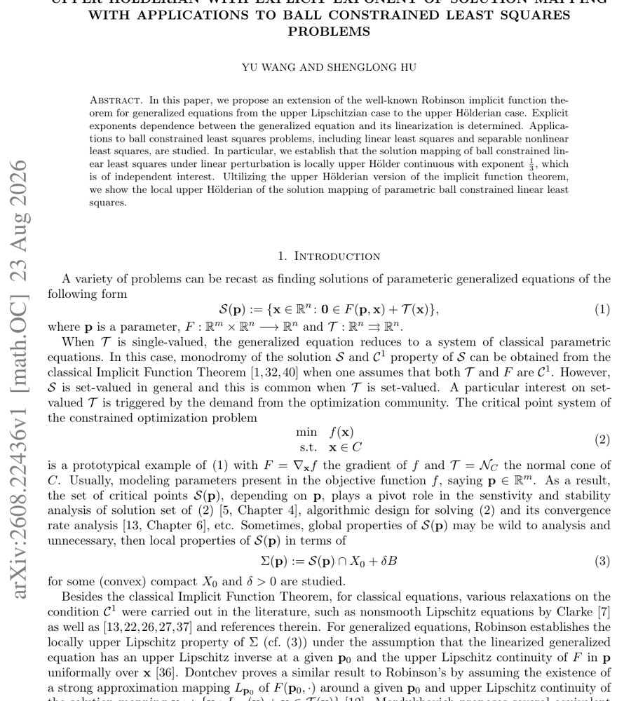 Upper Hölderian with Explicit Exponent of Solution Mapping with Applications to Ball Constrained Least Squares Problems Figure 1