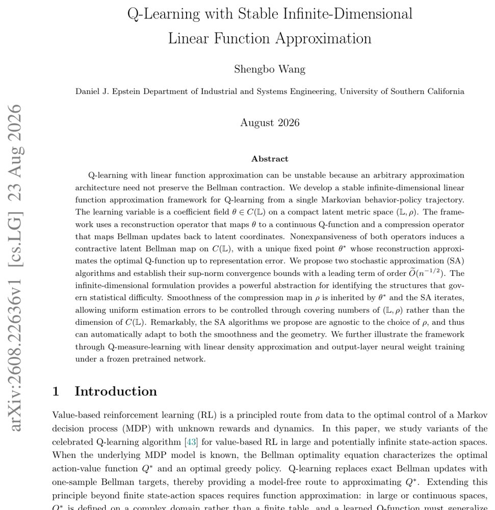 Q-Learning with Stable Infinite-Dimensional Linear Function Approximation Figure 1