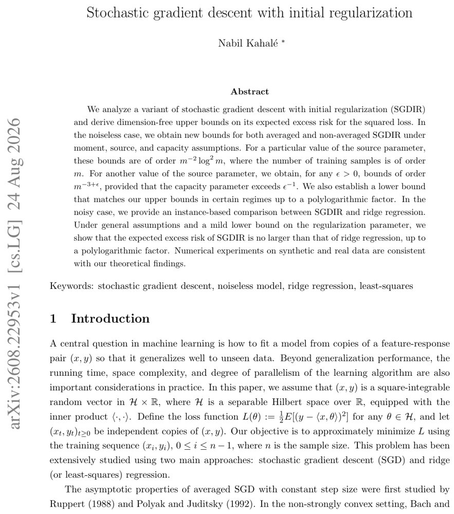Stochastic gradient descent with initial regularization Figure 1