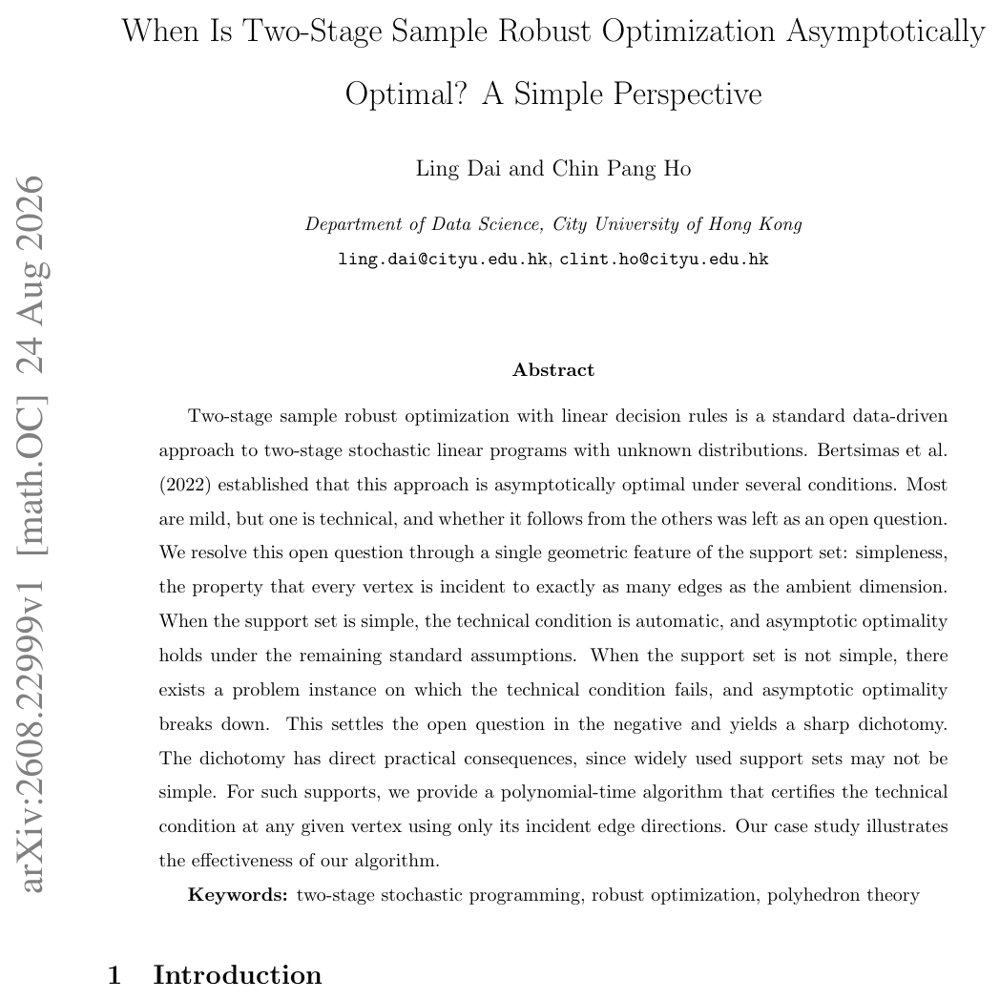 When Is Two-Stage Sample Robust Optimization Asymptotically Optimal? A Simple Perspective Figure 1
