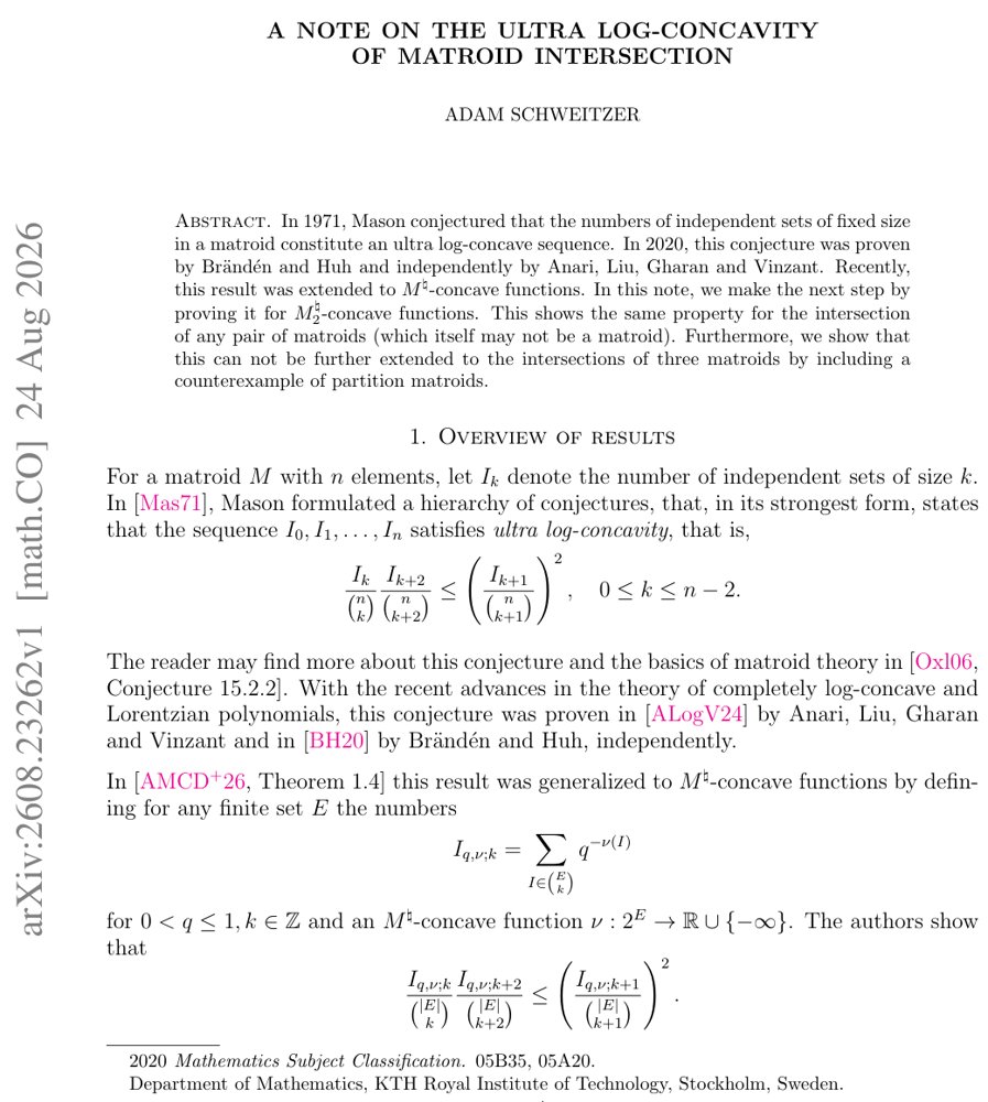 A note on the ultra log-concavity of matroid intersection Figure 1