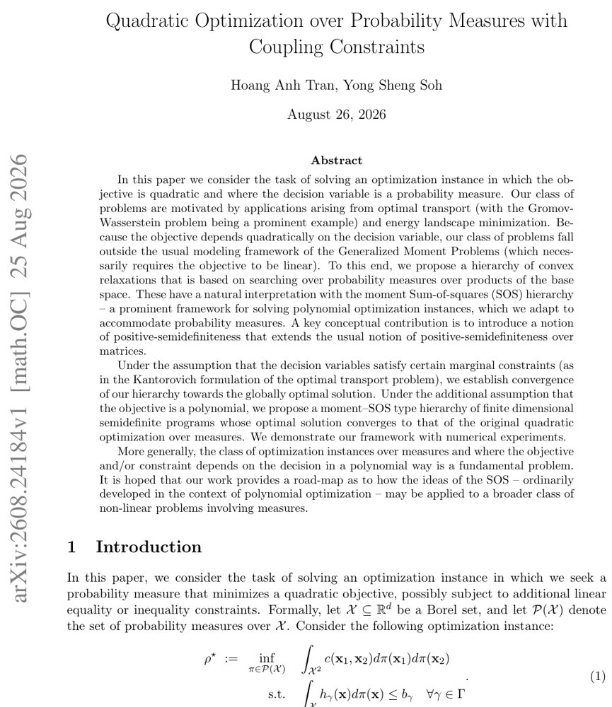 Quadratic Optimization over Probability Measures with Coupling Constraints Figure 1