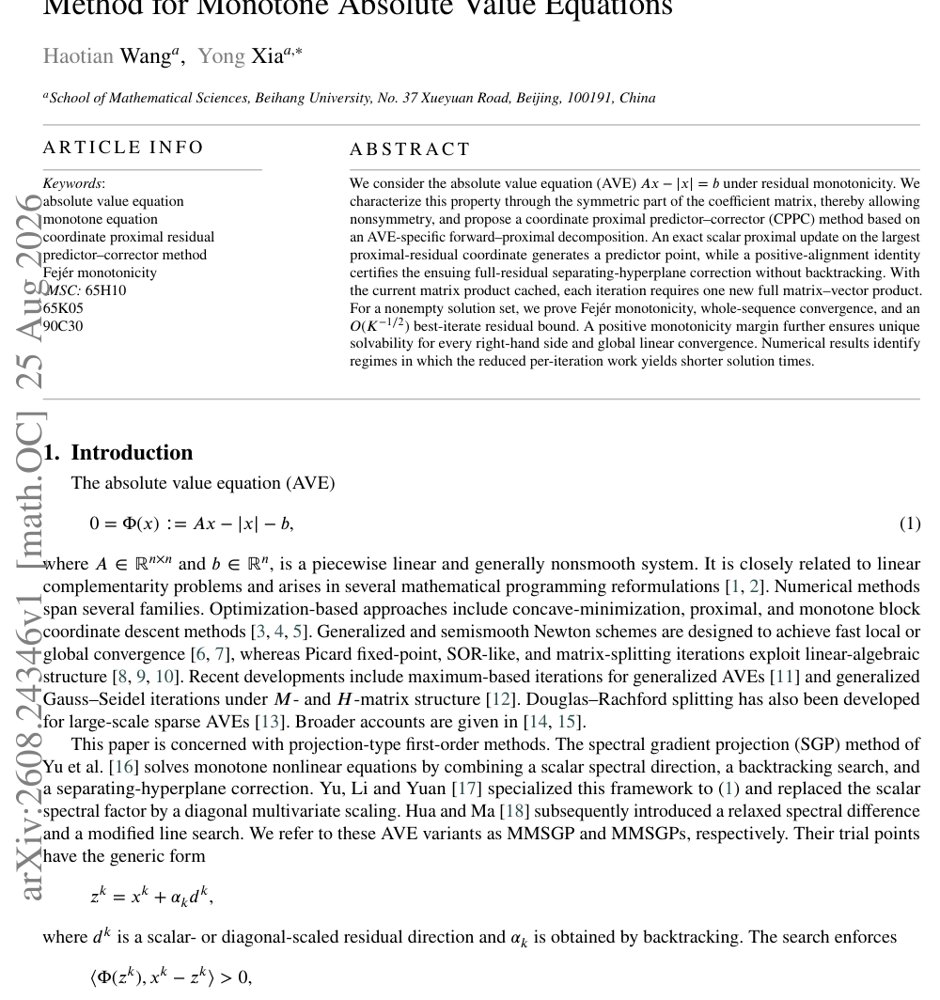 A Line-Search-Free Coordinate Proximal Predictor-Corrector Method for Monotone Absolute Value Equations Figure 1