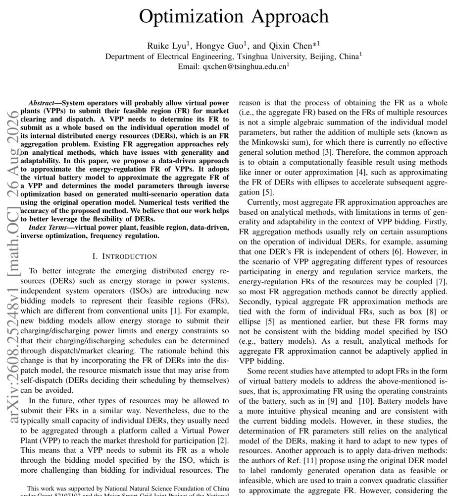 Approximating Energy-Regulation Feasible Region of Virtual Power Plants: A Data-driven Inverse Optimization Approach Figure 1