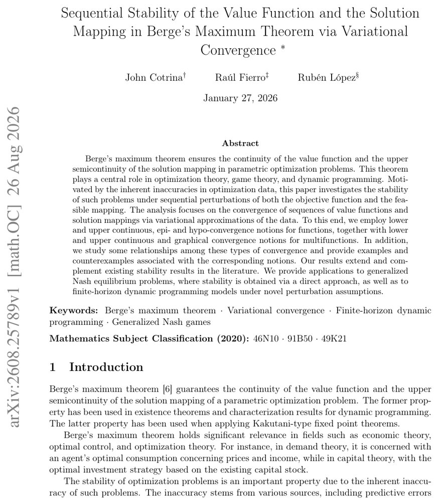 Sequential Stability of the Value Function and the Solution Mapping in Berge's Maximum Theorem via Variational Convergence Figure 1