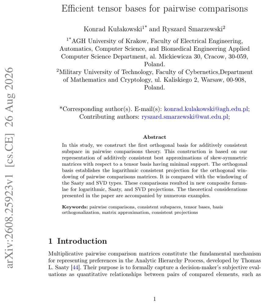 Efficient tensor bases for pairwise comparisons Figure 1