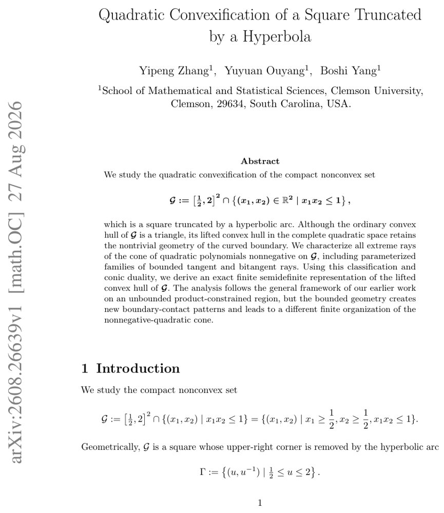 Quadratic Convexification of a Square Truncated by a Hyperbola Figure 1