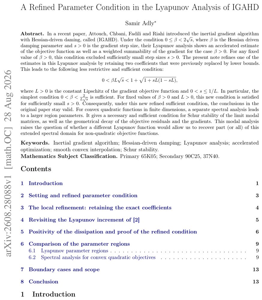A Refined Parameter Condition in the Lyapunov Analysis of IGAHD Figure 1