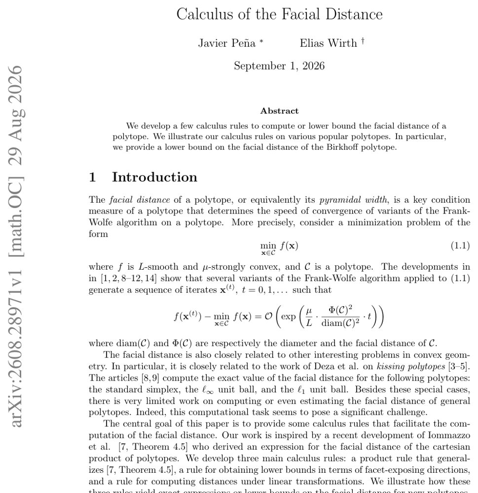 Calculus of the Facial Distance Figure 1