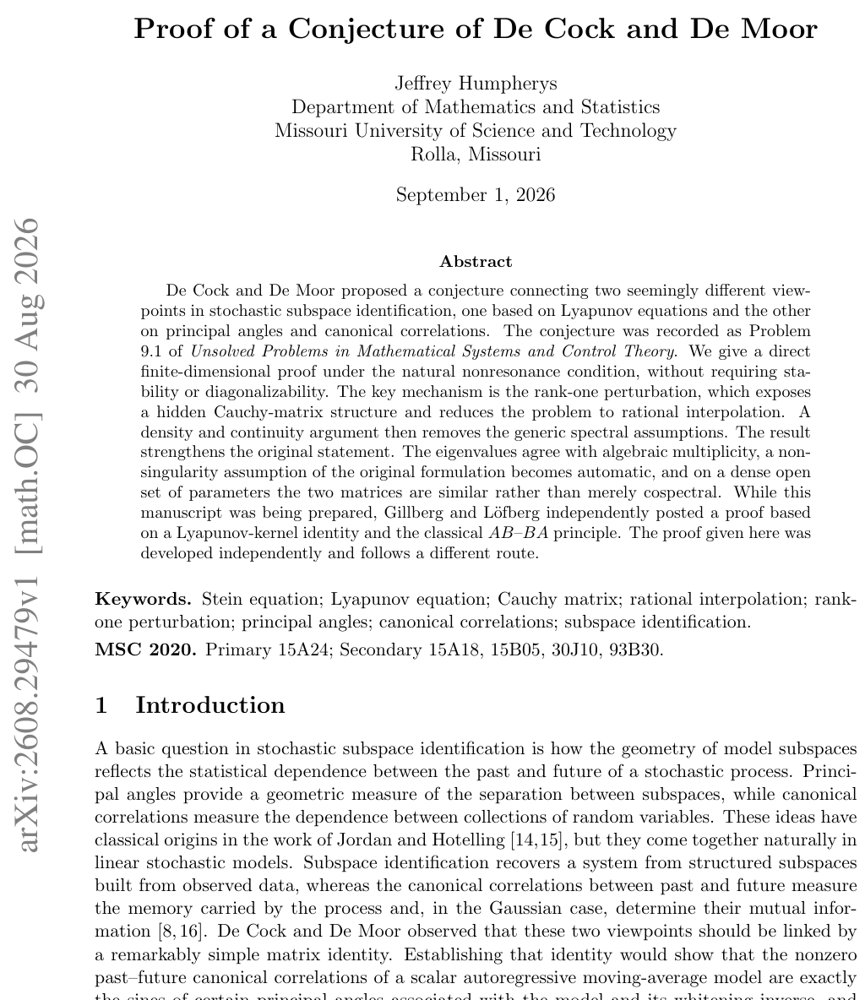 Proof of a Conjecture of De Cock and De Moor Figure 1