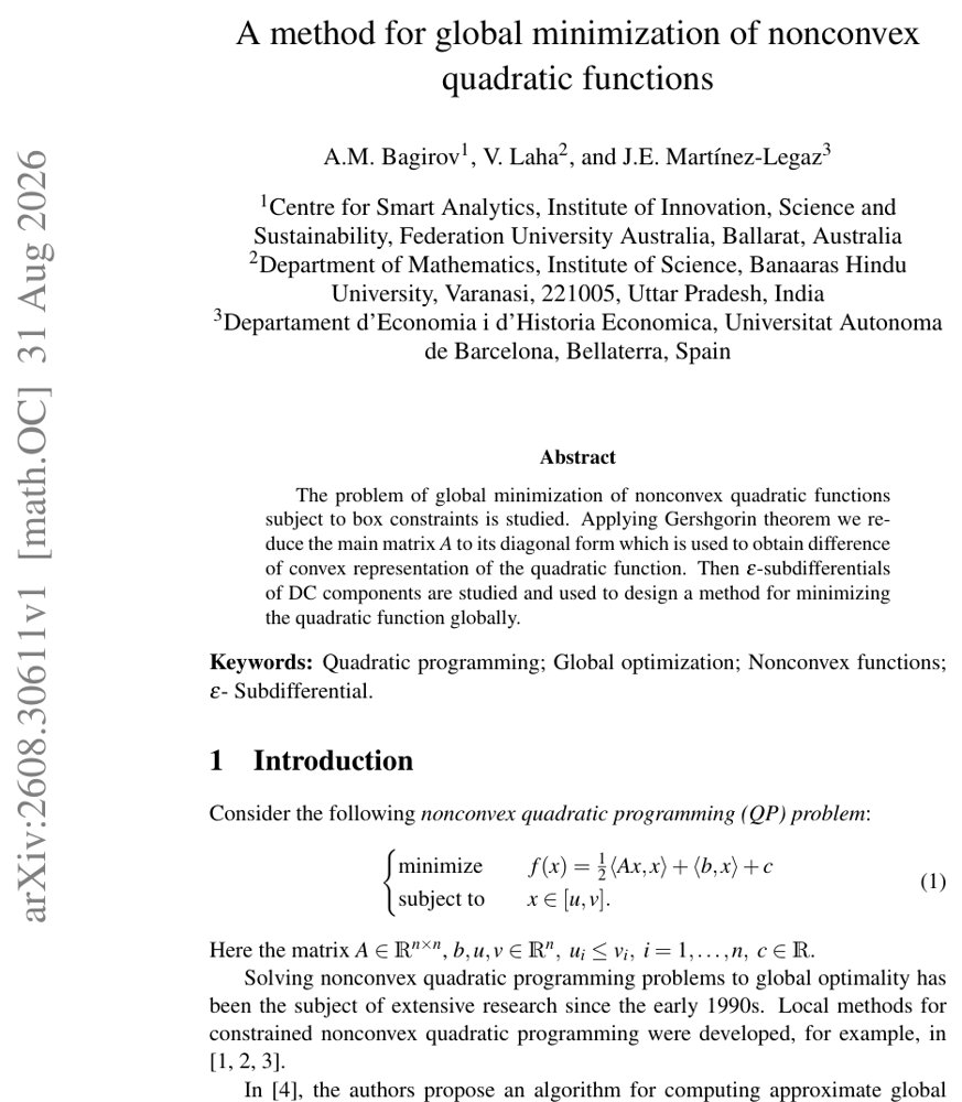 A method for global minimization of nonconvex quadratic functions Figure 1