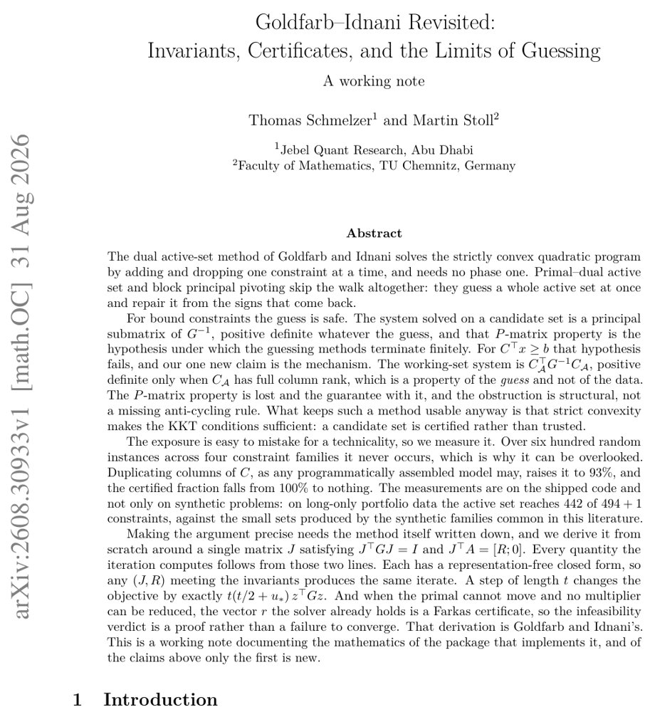 Goldfarb-Idnani Revisited:Invariants, Certificates, and the Limits of Guessing Figure 1