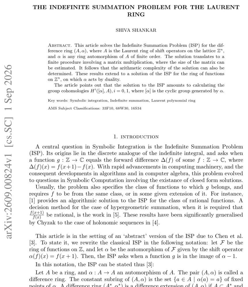 The Indefinite Summation Problem for the Laurent Ring Figure 1