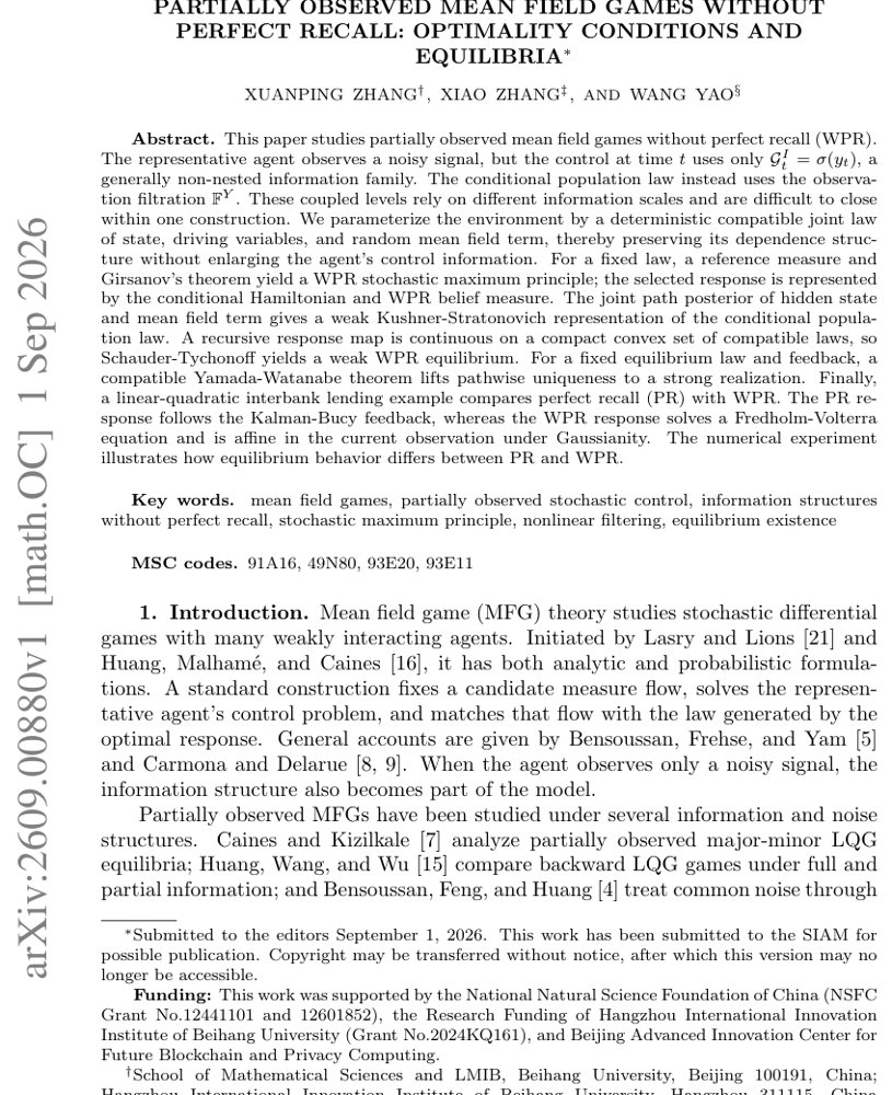Partially Observed Mean Field Games Without Perfect Recall: Optimality Conditions and Equilibria Figure 1