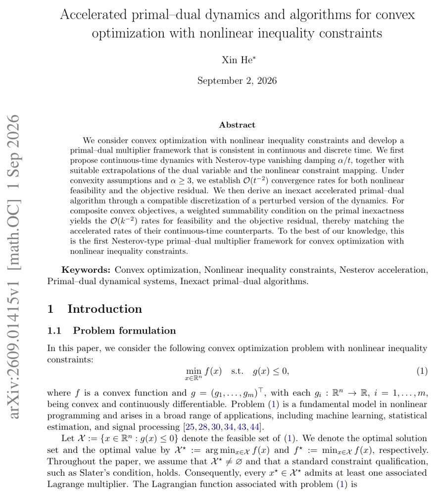 Accelerated primal--dual dynamics and algorithms for convex optimization with nonlinear inequality constraints Figure 1