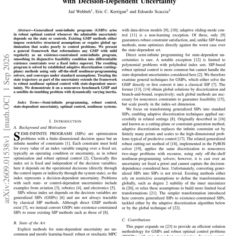 Generalized Semi-Infinite Programming for Robust Optimal Control with Decision-Dependent Uncertainty Figure 1