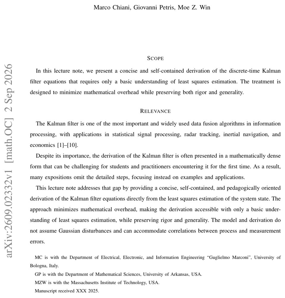 A simple derivation of the Kalman filter Figure 1