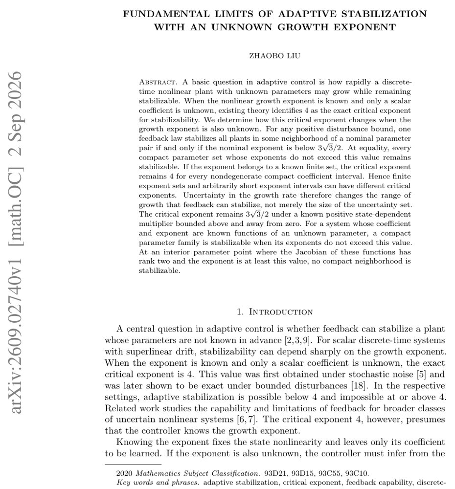 Fundamental Limits of Adaptive Stabilization with an Unknown Growth Exponent Figure 1