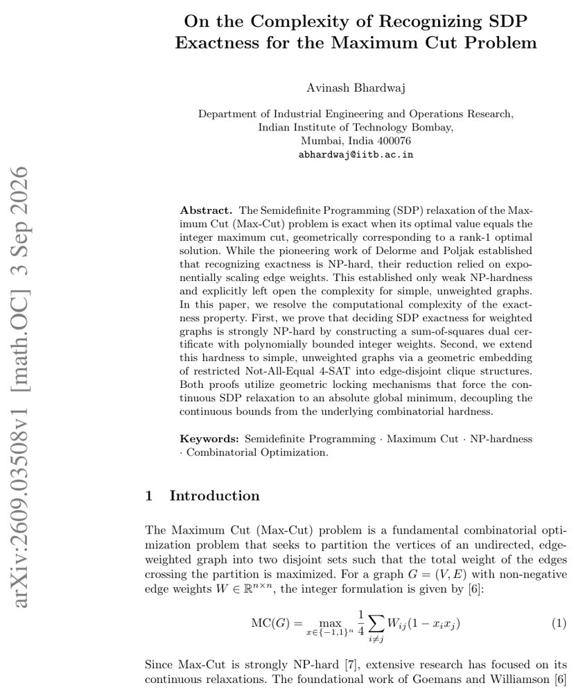 On the Complexity of Recognizing SDP Exactness for the Maximum Cut Problem Figure 1