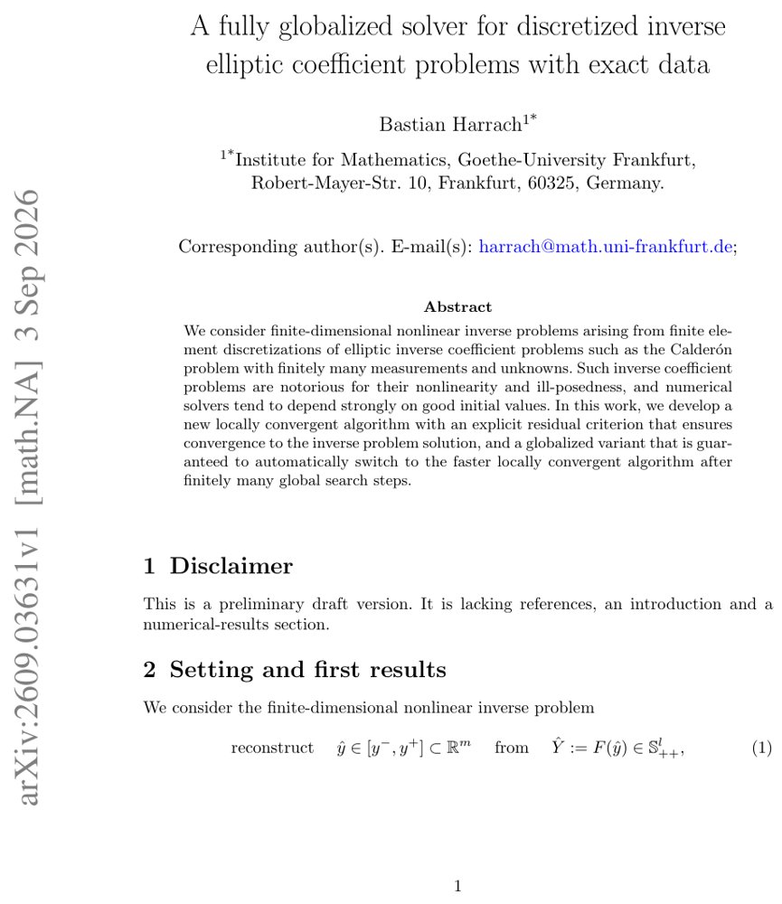 A fully globalized solver for discretized inverse elliptic coefficient problems with exact data Figure 1