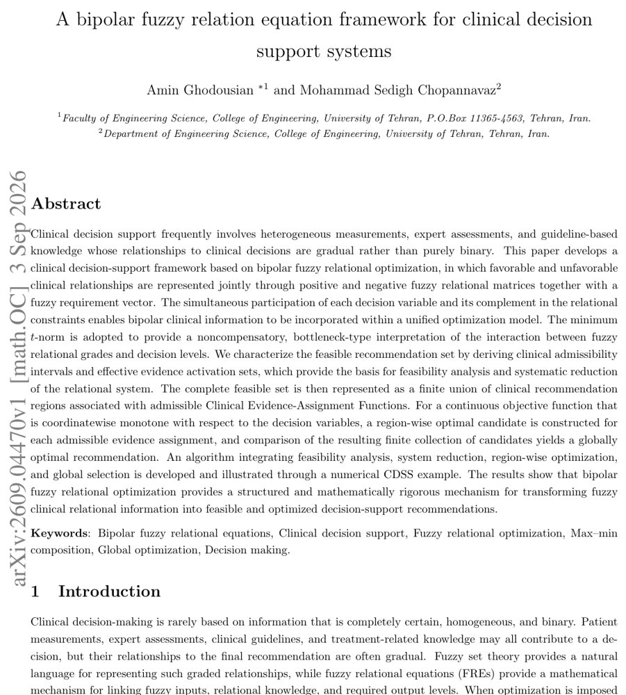 A bipolar fuzzy relation equation framework for clinical decision support systems Figure 1