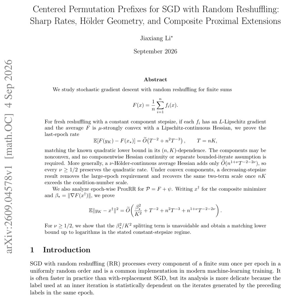 Centered Permutation Prefixes for SGD with Random Reshuffling: Sharp Rates, Hölder Geometry, and Composite Proximal Extensions Figure 1