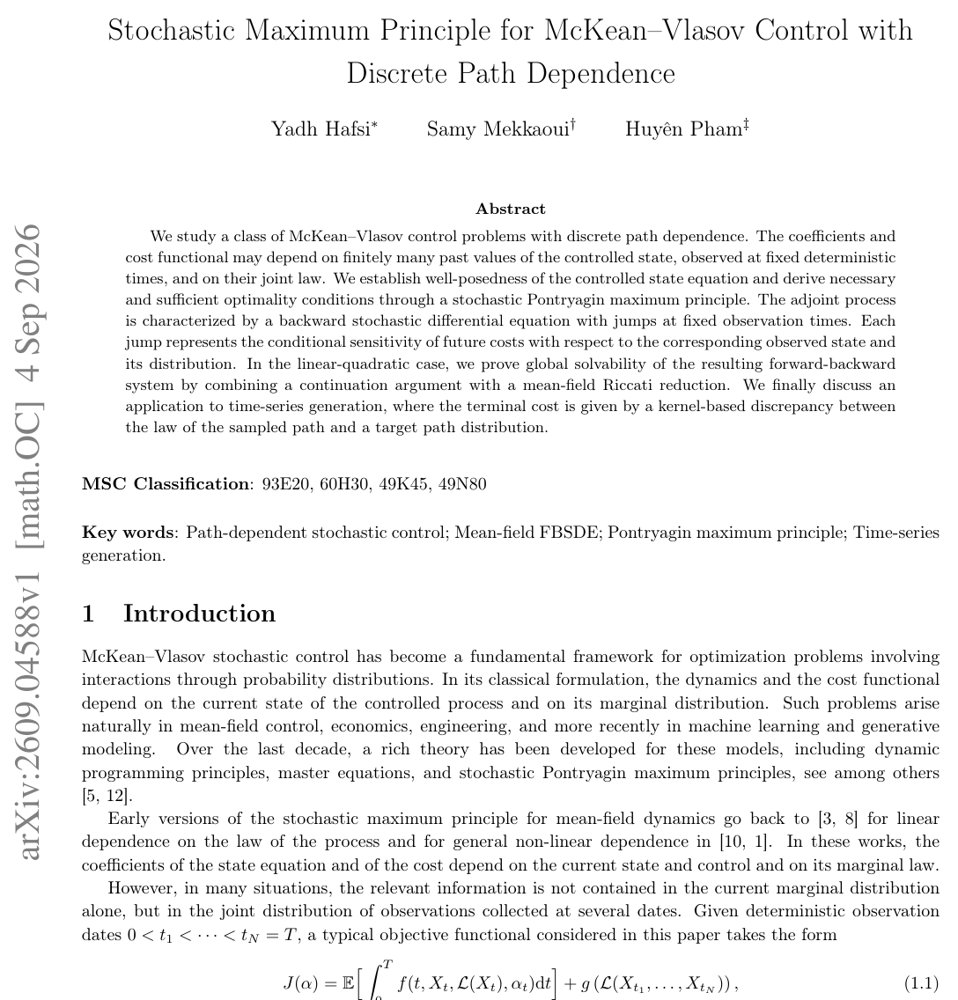 Stochastic Maximum Principle for McKean-Vlasov Control with Discrete Path Dependence Figure 1
