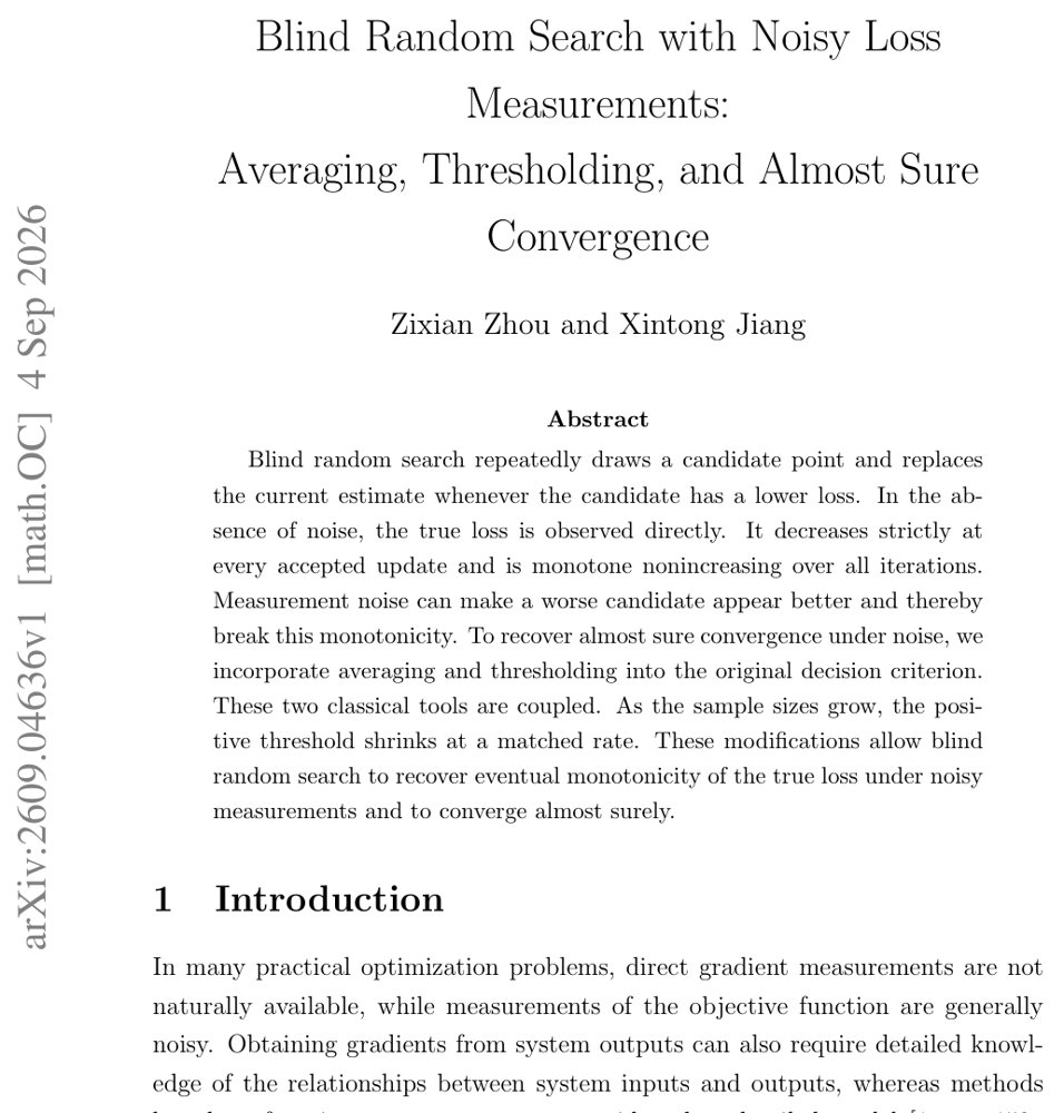Blind Random Search with Noisy Loss Measurements: Averaging, Thresholding, and Almost Sure Convergence Figure 1