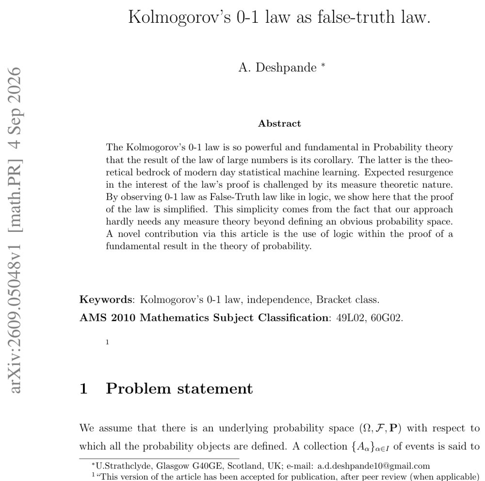 Kolmogorov's 0-1 law as false-truth law Figure 1