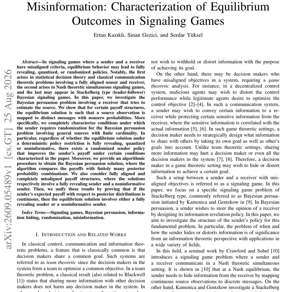 Truth Revelation, Information Hiding, or Misinformation: Characterization of Equilibrium Outcomes in Signaling Games Figure 1