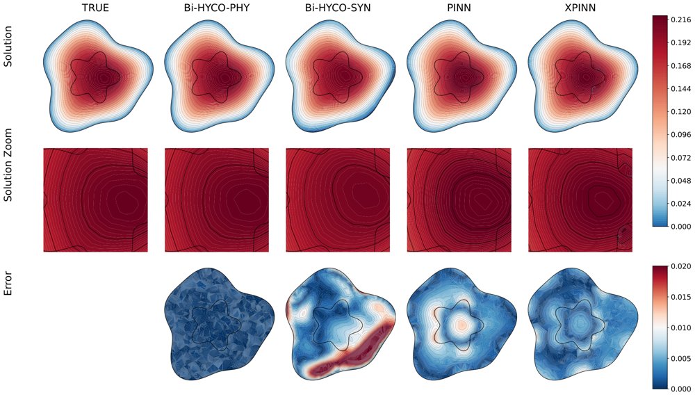 Bi-HYCO: Bi-Objective Cooperative Learning for PDE Parameter Identification under Fragmented Observations Figure 1