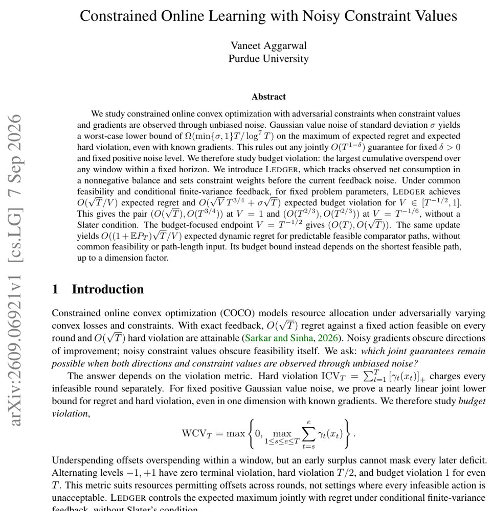 Constrained Online Learning with Noisy Constraint Values Figure 1