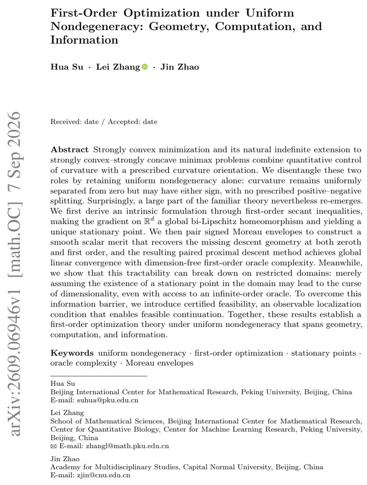 First-Order Optimization under Uniform Nondegeneracy: Geometry, Computation, and Information Figure 1