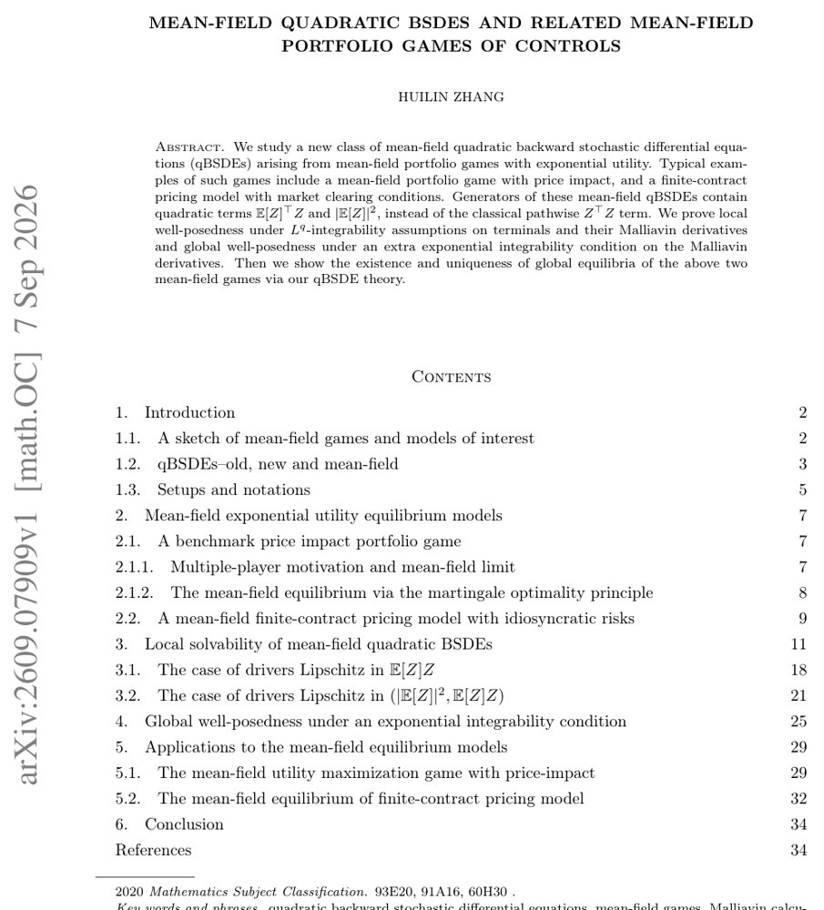 Mean-field quadratic BSDEs and related mean-field portfolio games of controls Figure 1