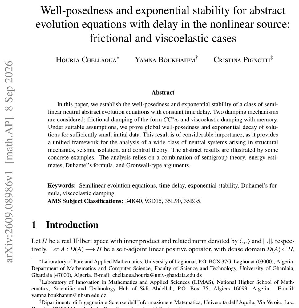 Well-posedness and exponential stability for abstract evolution equations with delay in the nonlinear source: frictional and viscoelastic cases Figure 1