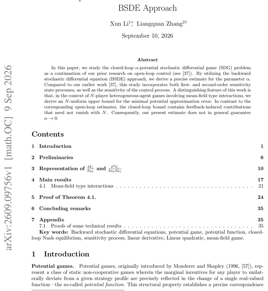 Closed-loop $α$-Potential Stochastic Differential Games via a BSDE Approach Figure 1