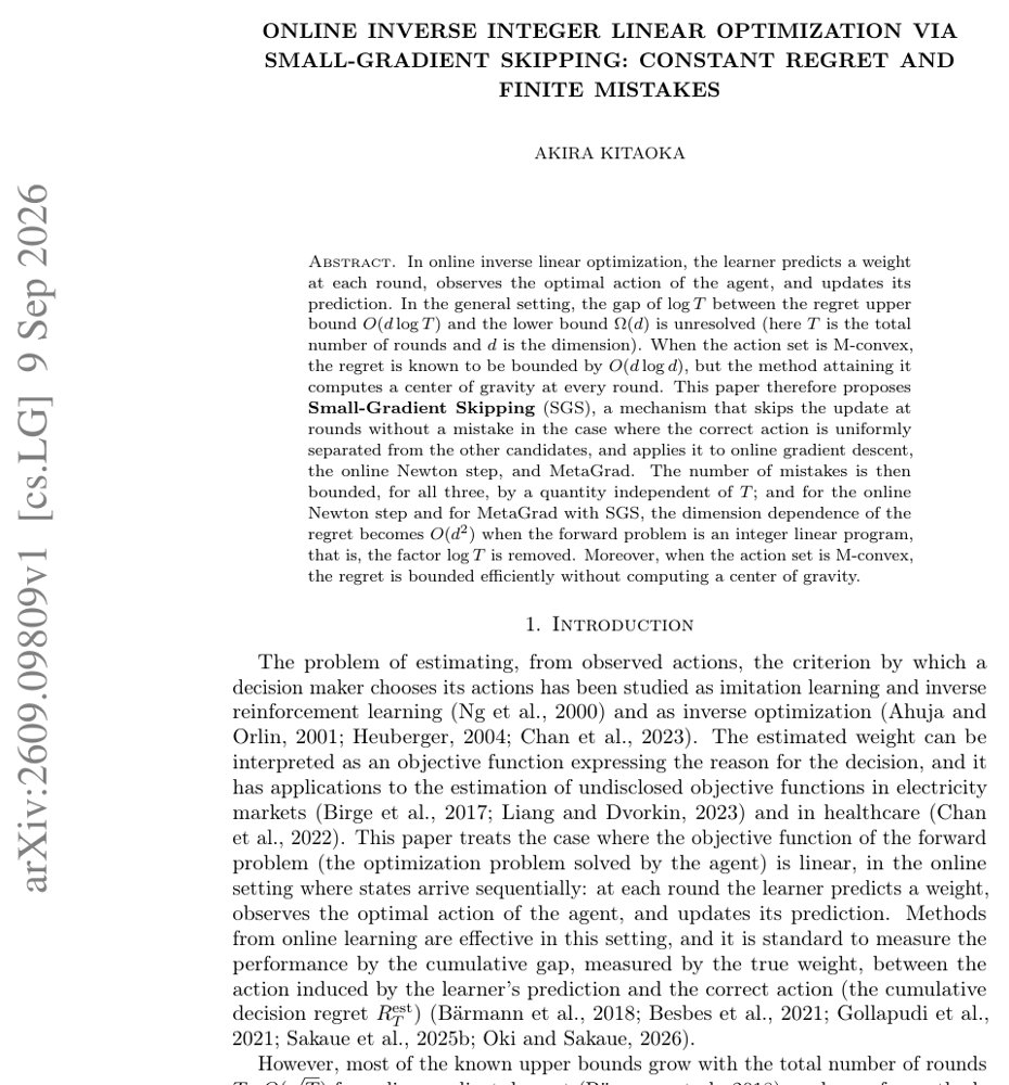 Online Inverse Integer Linear Optimization via Small-Gradient Skipping: Constant Regret and Finite Mistakes Figure 1