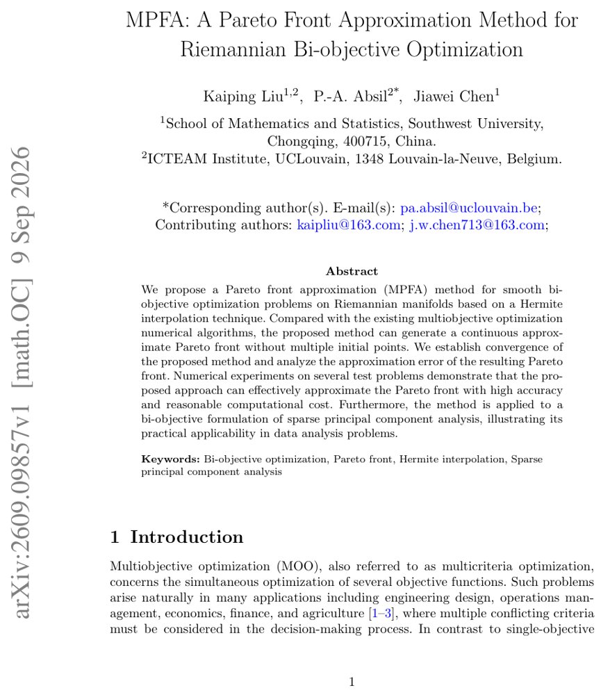 MPFA: A Pareto Front Approximation Method for Riemannian Bi-objective Optimization Figure 1