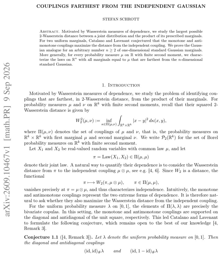 Couplings Farthest from the Independent Gaussian Figure 1