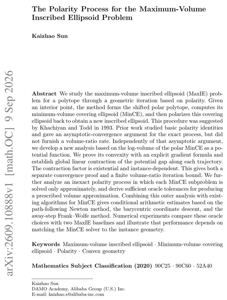 The Polarity Process for the Maximum-Volume Inscribed Ellipsoid Problem Figure 1