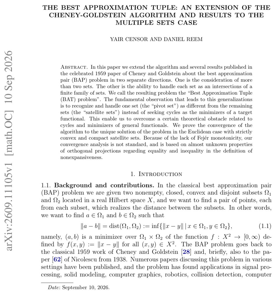 The best approximation tuple: an extension of the Cheney-Goldstein algorithm and results to the multiple sets case Figure 1
